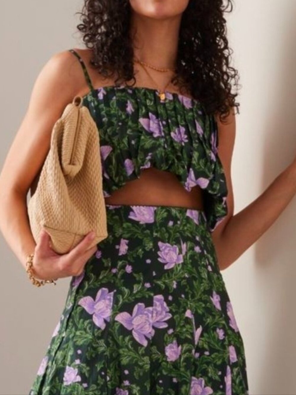 Agua by Agua Bendita S Tulipan Pleated Crop Top - Picture 2 of 11